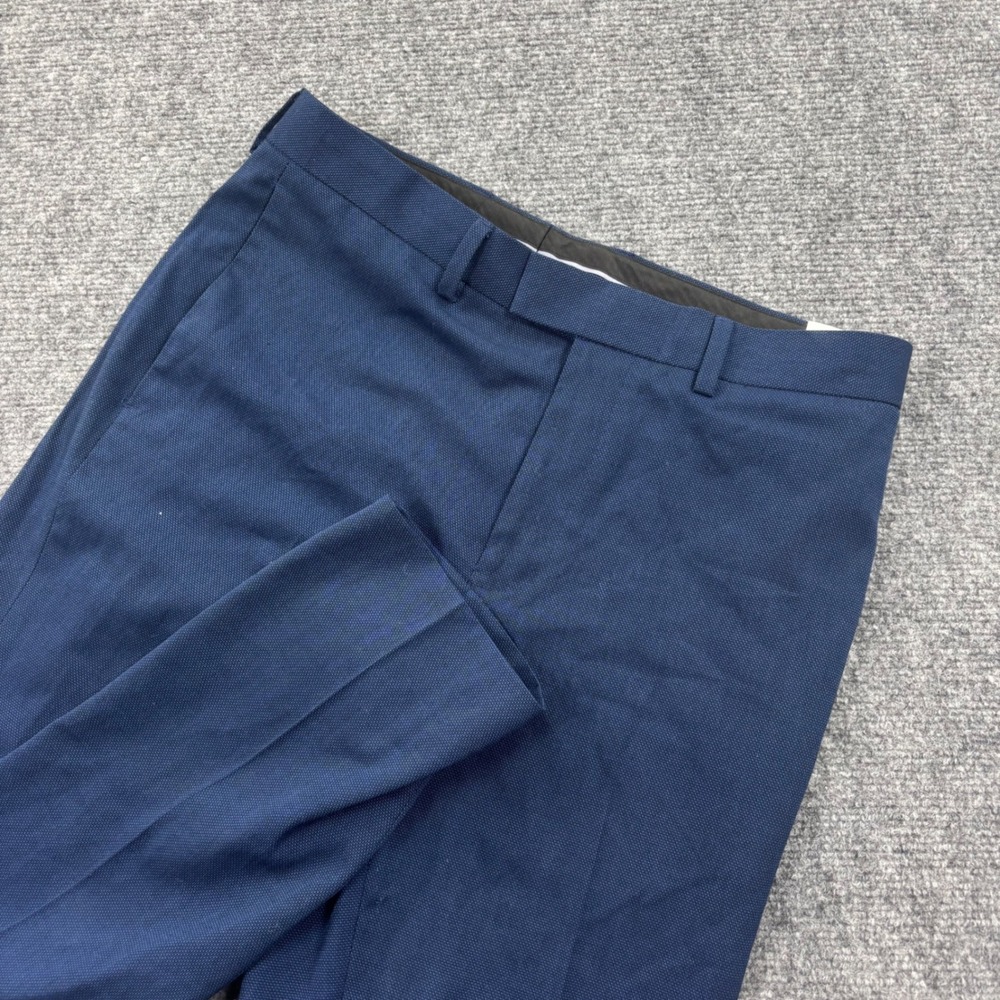 Topman Dress Pants 30S x 28L Blue Textured Slim Fit Trousers Men's